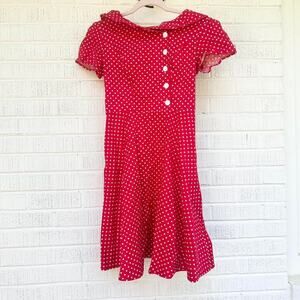 Retro Red White Polka Dot Fit Flare Dress